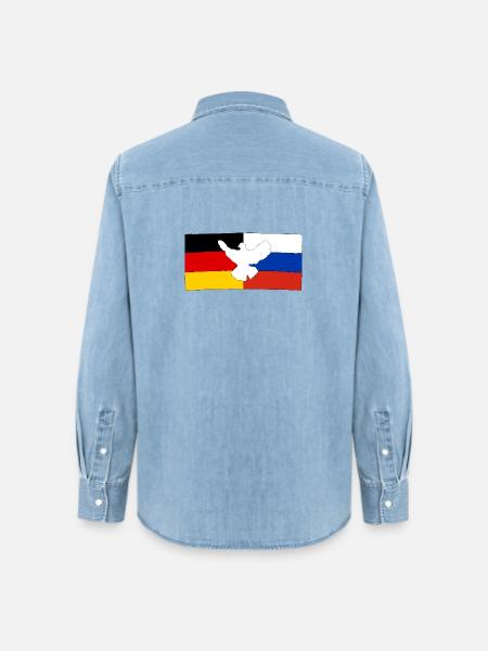 Deutsch-Russische Freundschaft - Frauen Jeanshemd Organic von Stanley/Stella - verwaschenes Hellblau