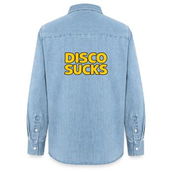 Disco ist - Frauen Jeanshemd Organic von Stanley/Stella - verwaschenes Hellblau - Hinten - AI Model Female 172 light (172cm)
