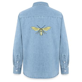 Feather moth - Women’s Organic Denim Shirt by Stanley/Stella - light wash - Back - AI Model Female 172 light (172cm)