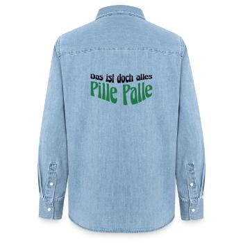 Pille Palle - Frauen Jeanshemd Organic von Stanley/Stella - verwaschenes Hellblau - Hinten - AI Model Female 172 light (172cm)