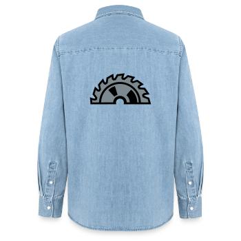 Demi-logo de la lame de scie circulaire - Chemise en denim femme bio Stanley/Stella - bleu clair délavé - Dos - AI Model Female 172 light (172cm)