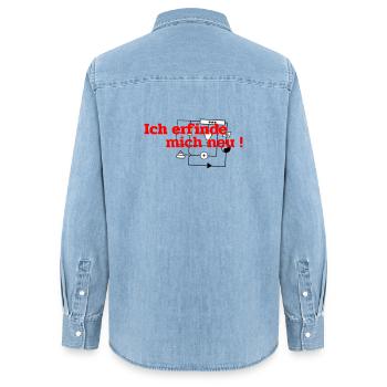 Ich erfinde mich neu - Frauen Jeanshemd Organic von Stanley/Stella - verwaschenes Hellblau - Hinten - AI Model Female 172 light (172cm)