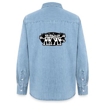 Bräutigam Freunde Gruppe Bier - Frauen Jeanshemd Organic von Stanley/Stella - verwaschenes Hellblau - Hinten - AI Model Female 172 light (172cm)
