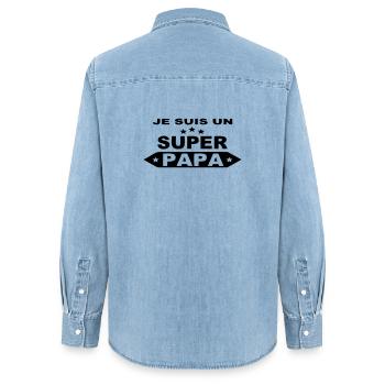 Je suis un super papa - Chemise en denim femme bio Stanley/Stella - bleu clair délavé - Dos - AI Model Female 172 light (172cm)