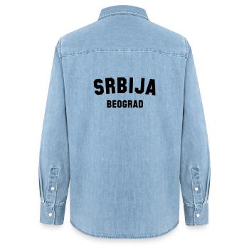 BEOGRAD Belgrad Belgrade Serbien Serbie - Chemise en denim femme bio Stanley/Stella - bleu clair délavé - Dos - AI Model Female 172 light (172cm)