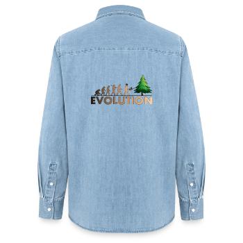 Chainsaw Evolution Color - Women’s Organic Denim Shirt by Stanley/Stella - light wash - Back - AI Model Female 172 light (172cm)