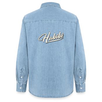 habibi liebling schatz freundin beste besti liebe - Frauen Jeanshemd Organic von Stanley/Stella - verwaschenes Hellblau - Hinten - AI Model Female 172 light (172cm)