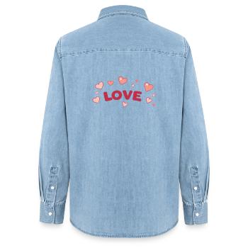 Amour et Cœurs Doux Dessin Animé - Chemise en denim femme bio Stanley/Stella - bleu clair délavé - Dos - AI Model Female 172 light (172cm)