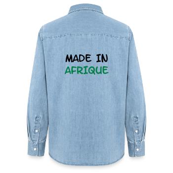 Made in AFRIKA! - Frauen Jeanshemd Organic von Stanley/Stella - verwaschenes Hellblau - Hinten - AI Model Female 172 light (172cm)