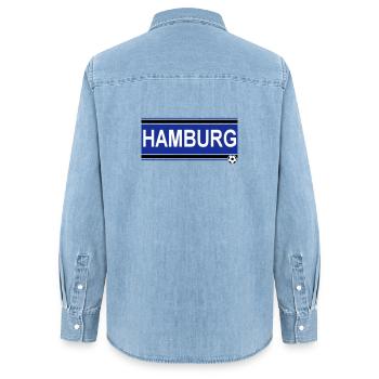 Hamburg , Tradition , Hamburg Fussball Fan (25) - Frauen Jeanshemd Organic von Stanley/Stella - verwaschenes Hellblau - Hinten - AI Model Female 172 light (172cm)