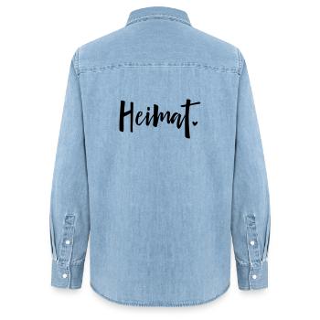 Heimat Herz Liebe Zuhause - Frauen Jeanshemd Organic von Stanley/Stella - verwaschenes Hellblau - Hinten - AI Model Female 172 light (172cm)