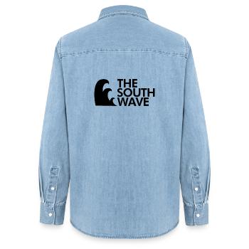 The south wave - Women’s Organic Denim Shirt by Stanley/Stella - light wash - Back - AI Model Female 172 light (172cm)