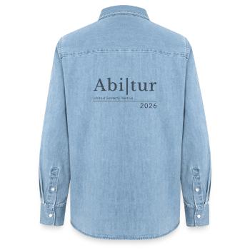 Abitur 2026 - Frauen Jeanshemd Organic von Stanley/Stella - verwaschenes Hellblau - Hinten - AI Model Female 172 light (172cm)