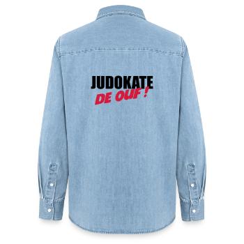Judo / Judoka / Sport / Fight / Fighter / Strong - Chemise en denim femme bio Stanley/Stella - bleu clair délavé - Dos - AI Model Female 172 light (172cm)