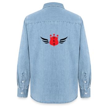 Aikido – Kampfsport – Aikido - Frauen Jeanshemd Organic von Stanley/Stella - verwaschenes Hellblau - Hinten - AI Model Female 172 light (172cm)