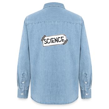 Science Wissenschaft Statement Nerd Bildung Spruch - Frauen Jeanshemd Organic von Stanley/Stella - verwaschenes Hellblau - Hinten - AI Model Female 172 light (172cm)