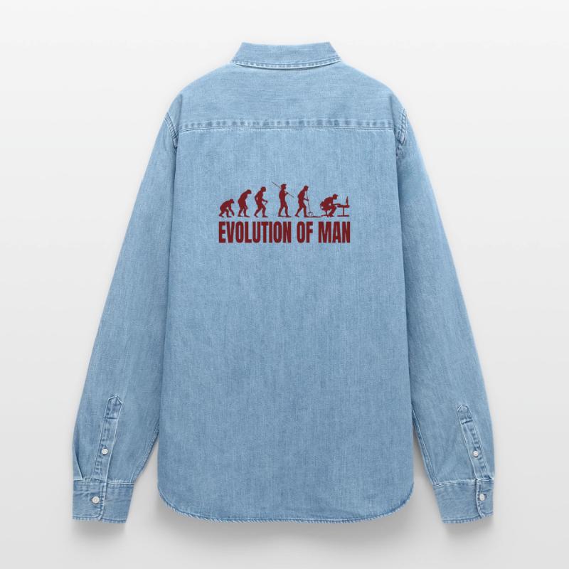 Computer PC Evolution Computer Scientist Programmer Women’s Organic Denim Shirt by Stanley/Stella