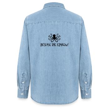 Release the Kraken - Frauen Jeanshemd Organic von Stanley/Stella - verwaschenes Hellblau - Hinten - AI Model Female 172 light (172cm)