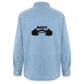 Gym - Frauen Jeanshemd Organic von Stanley/Stella - verwaschenes Hellblau - Hinten - AI Model Female 172 light (172cm)