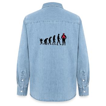 Police - Women’s Organic Denim Shirt by Stanley/Stella - light wash - Back - AI Model Female 172 light (172cm)