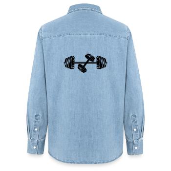 Poids disques d’haltères haltères haltères 2 - Chemise en denim femme bio Stanley/Stella - bleu clair délavé - Dos - AI Model Female 172 light (172cm)
