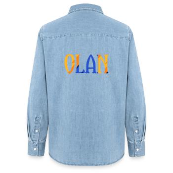Olan Vorname  - Frauen Jeanshemd Organic von Stanley/Stella - verwaschenes Hellblau - Hinten - AI Model Female 172 light (172cm)