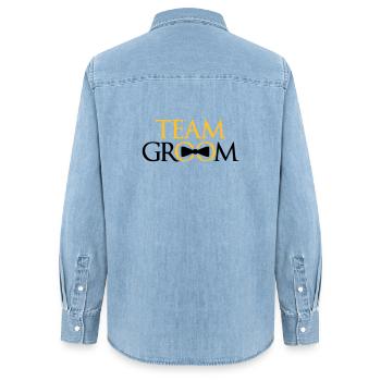 ringe team groom junggesellenabschied bachelor par - Frauen Jeanshemd Organic von Stanley/Stella - verwaschenes Hellblau - Hinten - AI Model Female 172 light (172cm)