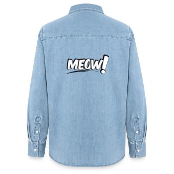 MEOW Miau Katze - Frauen Jeanshemd Organic von Stanley/Stella - verwaschenes Hellblau - Hinten - AI Model Female 172 light (172cm)