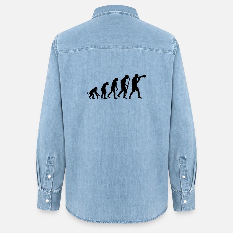 Evolution de la boxe - Chemise en denim femme bio Stanley/Stella - bleu clair délavé