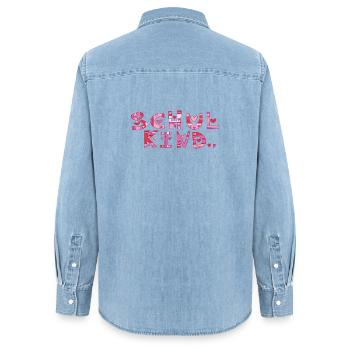 Schoolchild with hearts - Women’s Organic Denim Shirt by Stanley/Stella - light wash - Back - AI Model Female 172 light (172cm)