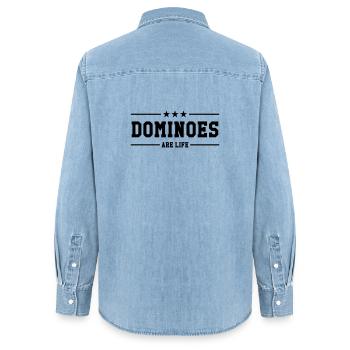 Dominoes Are Life : Le Look des Passionnés - Chemise en denim femme bio Stanley/Stella - bleu clair délavé - Dos - AI Model Female 172 light (172cm)