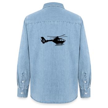 EC135 Hubschrauber - Helikopter - Frauen Jeanshemd Organic von Stanley/Stella - verwaschenes Hellblau - Hinten - AI Model Female 172 light (172cm)
