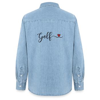 Golf Design mit Herz - Frauen Jeanshemd Organic von Stanley/Stella - verwaschenes Hellblau - Hinten - AI Model Female 172 light (172cm)