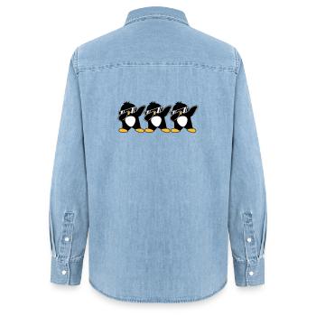 Dab Team Pinguin - Frauen Jeanshemd Organic von Stanley/Stella - verwaschenes Hellblau - Hinten - AI Model Female 172 light (172cm)