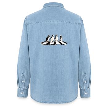 Pinguine - Frauen Jeanshemd Organic von Stanley/Stella - verwaschenes Hellblau - Hinten - AI Model Female 172 light (172cm)