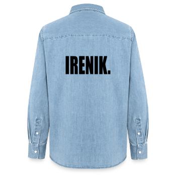 IRENIK PEACE - DEMOCRACY - Women’s Organic Denim Shirt by Stanley/Stella - light wash - Back - AI Model Female 172 light (172cm)