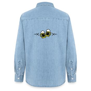 Beer Toast Symbol Beer Mug - Women’s Organic Denim Shirt by Stanley/Stella - light wash - Back - AI Model Female 172 light (172cm)