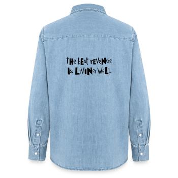 Beste Rache ... von Cean - Frauen Jeanshemd Organic von Stanley/Stella - verwaschenes Hellblau - Hinten - AI Model Female 172 light (172cm)