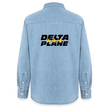 Logo Delta Plane Étoiles d'Excellence - Chemise en denim femme bio Stanley/Stella - bleu clair délavé - Dos - AI Model Female 172 light (172cm)