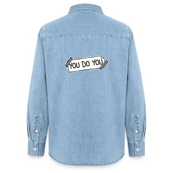 You Do You Funny Self-Confidence Freedom Logo - Women’s Organic Denim Shirt by Stanley/Stella - light wash - Back - AI Model Female 172 light (172cm)