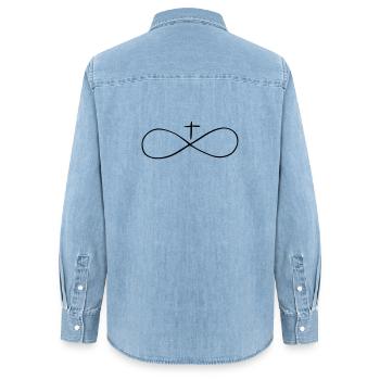 infiniment - Chemise en denim femme bio Stanley/Stella - bleu clair délavé - Dos - AI Model Female 172 light (172cm)