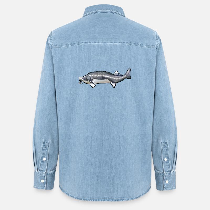 Grubbed Kelfish Tail Pattern - Women’s Organic Denim Shirt by Stanley/Stella - light wash
