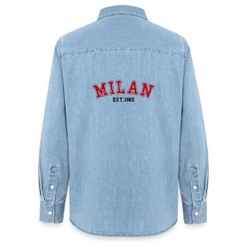 Milan_Est_1965 - Chemise en denim femme bio Stanley/Stella - bleu clair délavé - Dos - AI Model Female 172 light (172cm)