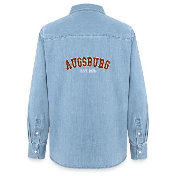 Augsburg gegründet 1976 - Frauen Jeanshemd Organic von Stanley/Stella - verwaschenes Hellblau - Hinten - AI Model Female 172 light (172cm)