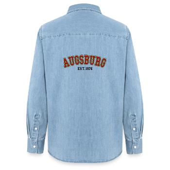 Augsburg gegründet 1976 - Frauen Jeanshemd Organic von Stanley/Stella - verwaschenes Hellblau - Hinten - AI Model Female 172 light (172cm)
