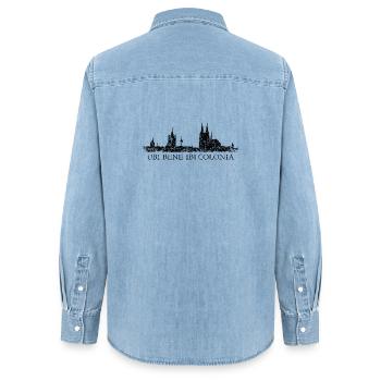 UBI BENE IBI COLONIA Kölner Skyline Köln - Frauen Jeanshemd Organic von Stanley/Stella - verwaschenes Hellblau - Hinten - AI Model Female 172 light (172cm)
