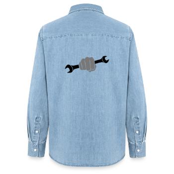 Fist wrench - Women’s Organic Denim Shirt by Stanley/Stella - light wash - Back - AI Model Female 172 light (172cm)