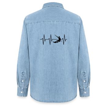 Wakeboarder Kitesurfeur Heartbeat Pulse Icon - Chemise en denim femme bio Stanley/Stella - bleu clair délavé - Dos - AI Model Female 172 light (172cm)