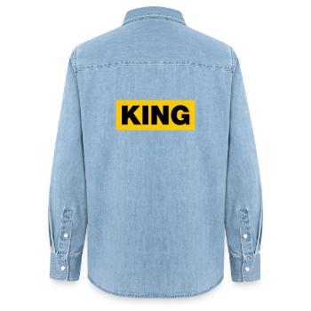 King / 2 Couleurs - Chemise en denim femme bio Stanley/Stella - bleu clair délavé - Dos - AI Model Female 172 light (172cm)