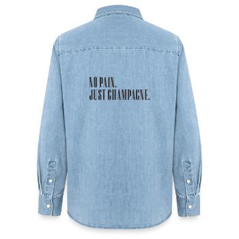 no pain. just... - Frauen Jeanshemd Organic von Stanley/Stella - verwaschenes Hellblau - Hinten - AI Model Female 172 light (172cm)